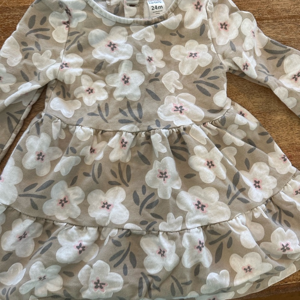 Carter's Cream and Gray Floral Dress